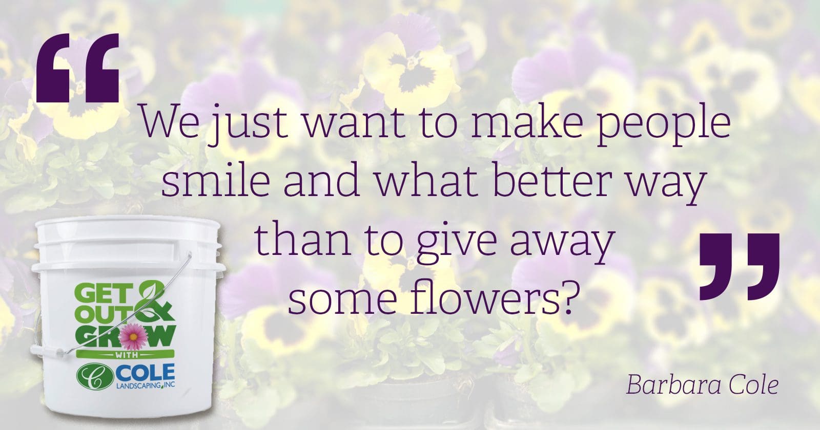 We just want to make people smile and what better way than to give away flowers?