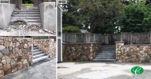 Retaining wall - during and after