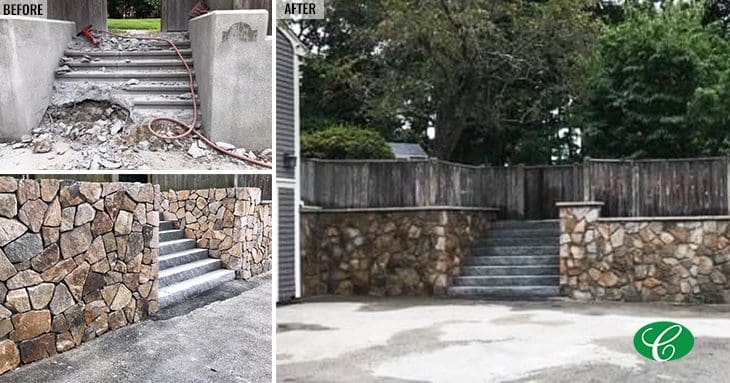 Retaining wall - during and after